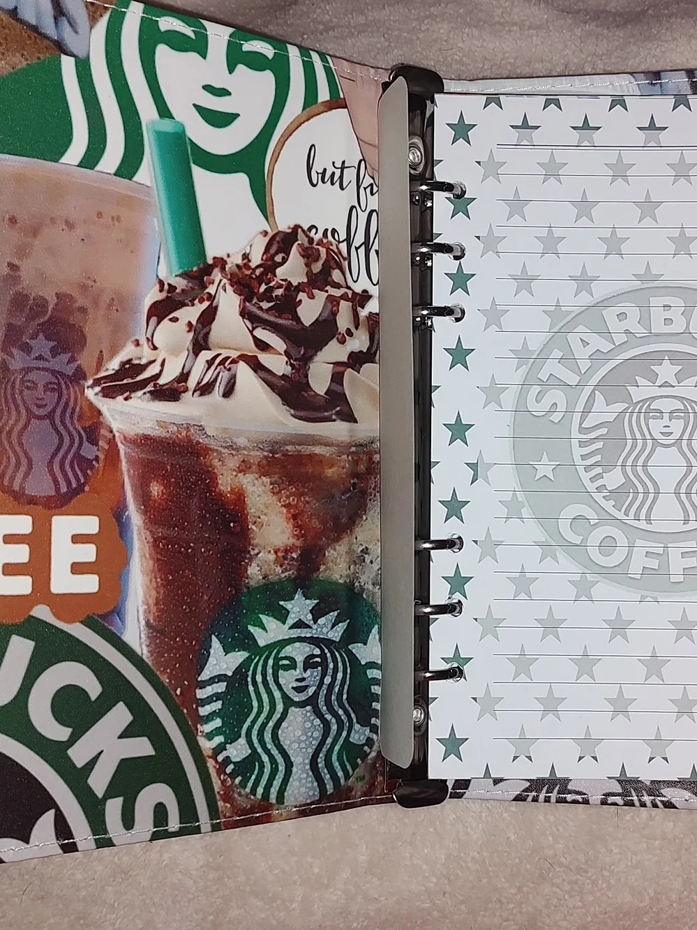 New! A5 Starbucks Logo Coffee Collage Sleeve - Green & Brown Binder Notebook